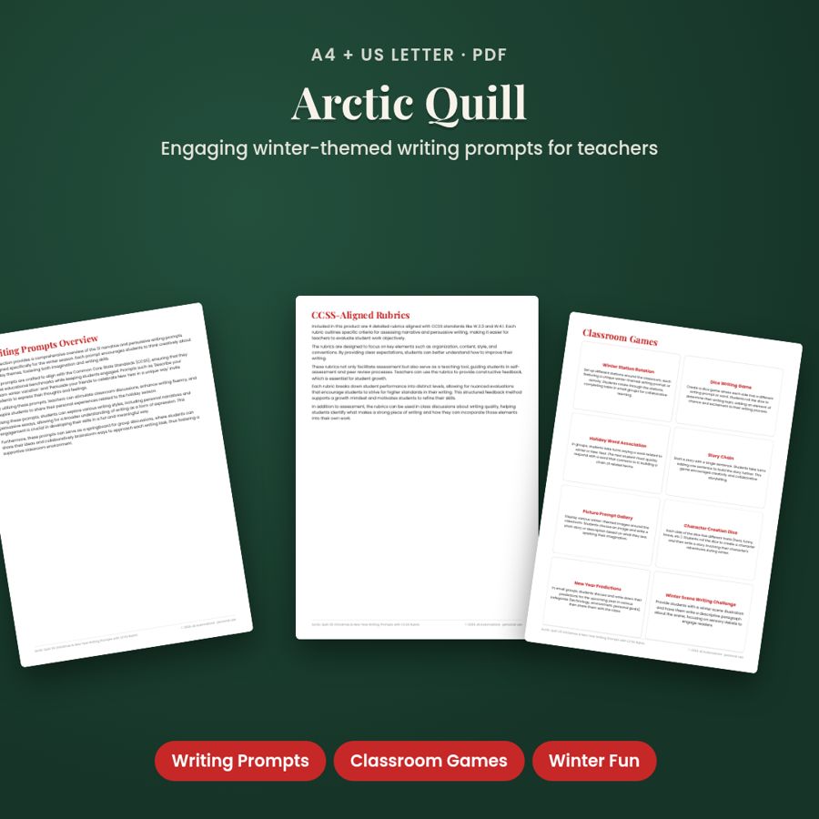 20 Christmas & New Year Writing Prompts | Printable PDF