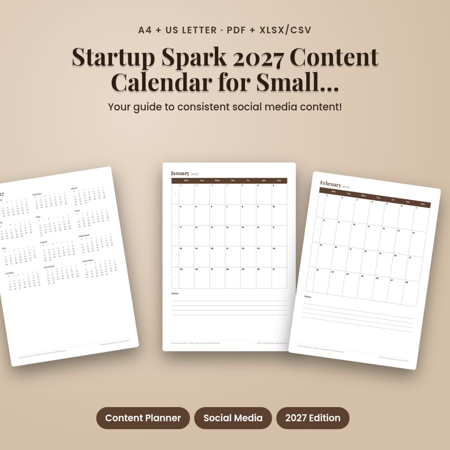 2027 Content Calendar for Small Business | Social Media Planner