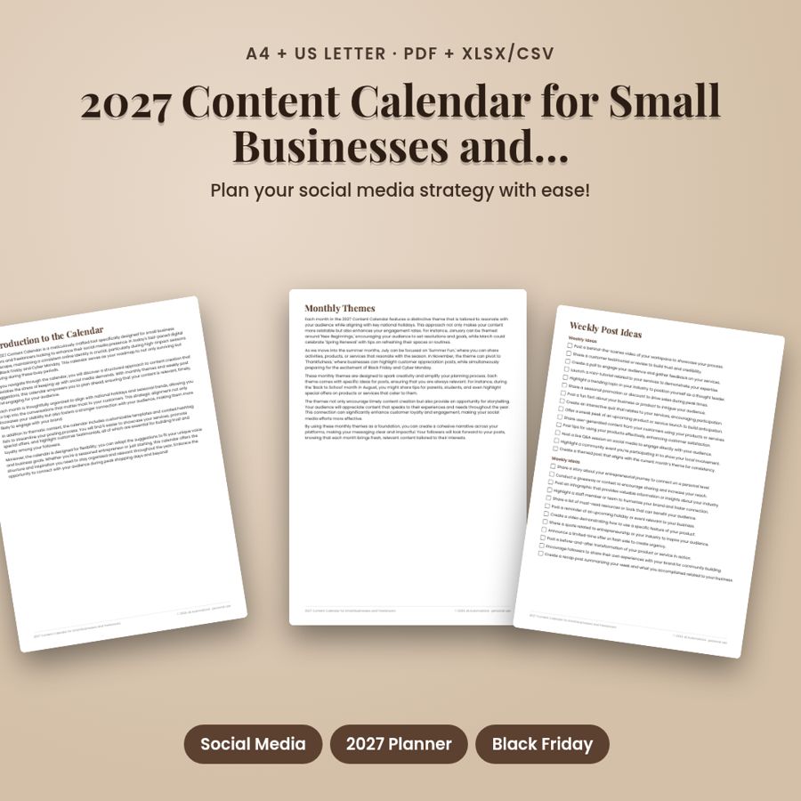 2027 Content Calendar for Small Businesses and Freelancers