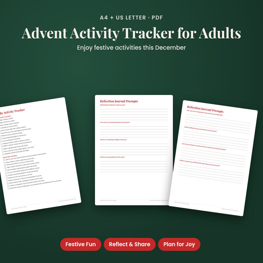 Advent Activity Tracker for Adults | Printable PDF, A4 + US Letter