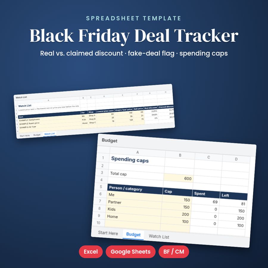 Black Friday Deal Tracker Spreadsheet | Spot Fake Discounts