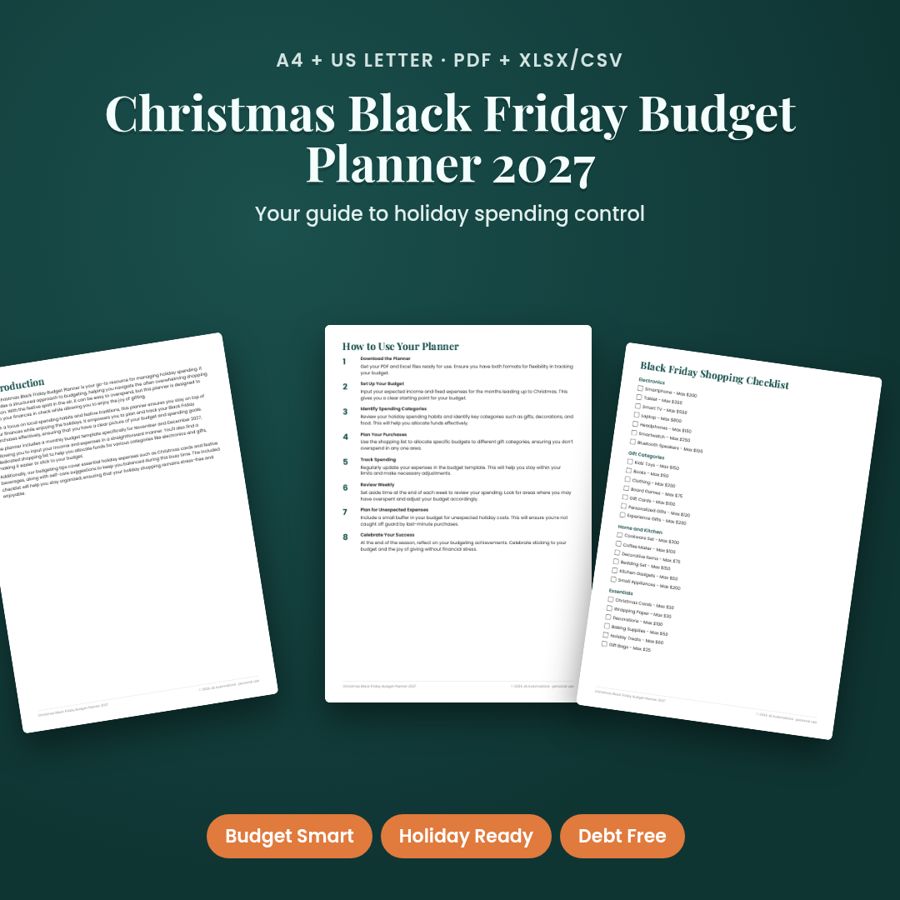 Christmas Black Friday Budget Planner 2027 | PDF + Excel Spreadsheet