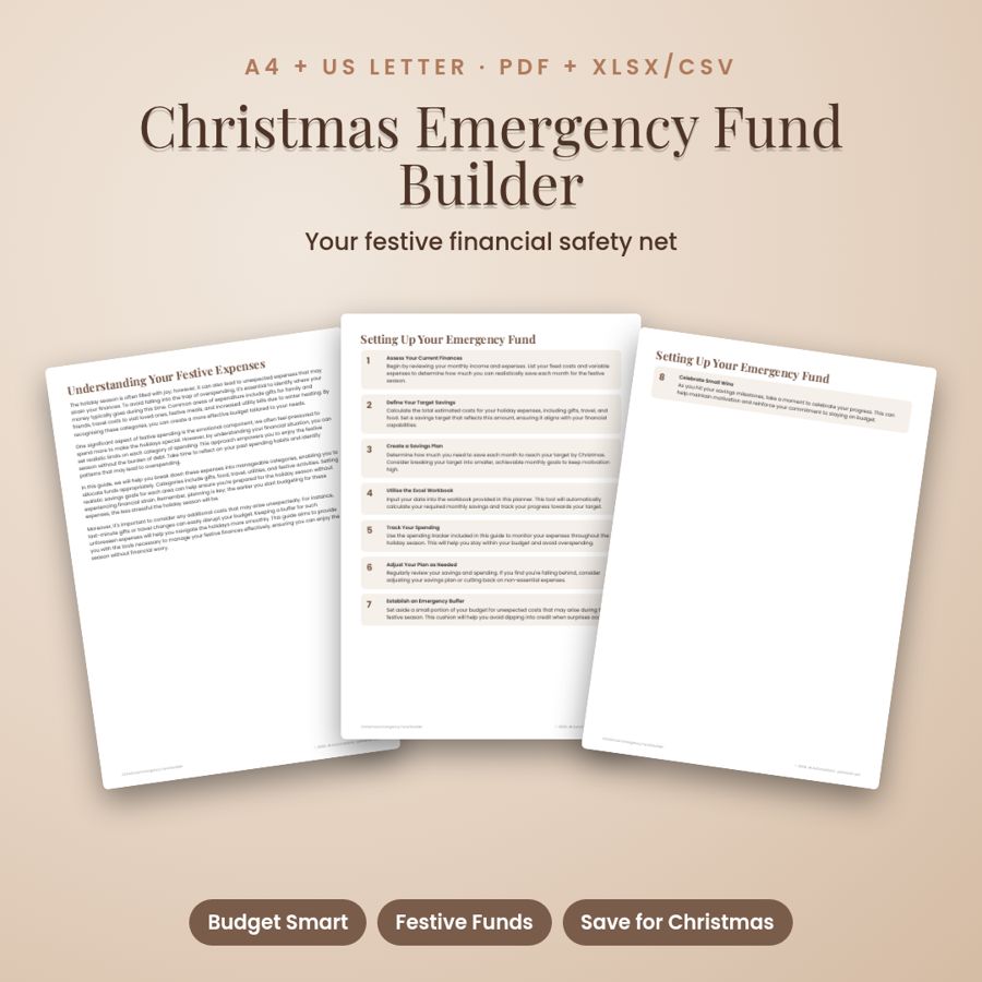 Christmas Emergency Fund Builder | Printable PDF + Excel Template