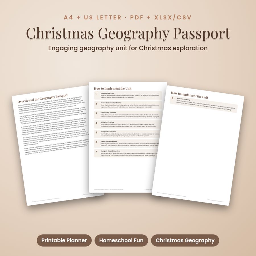 Christmas Geography Passport – USA Homeschool Unit Planner