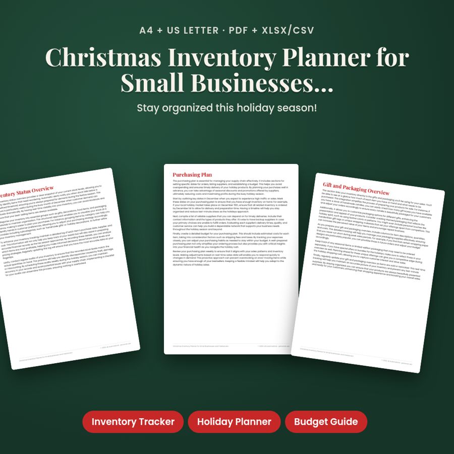 Christmas Inventory Planner for Small Businesses and Freelancers