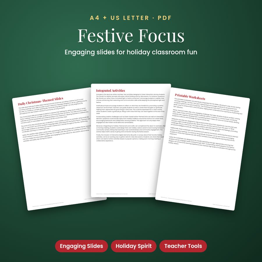 Christmas Morning Meeting Slide Deck for Teachers | Printable PDF