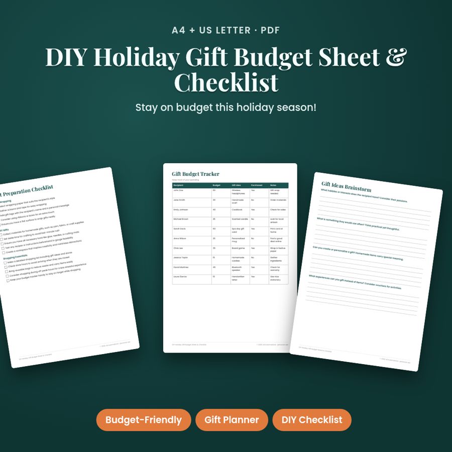 DIY Holiday Gift Budget Sheet & Checklist | Printable