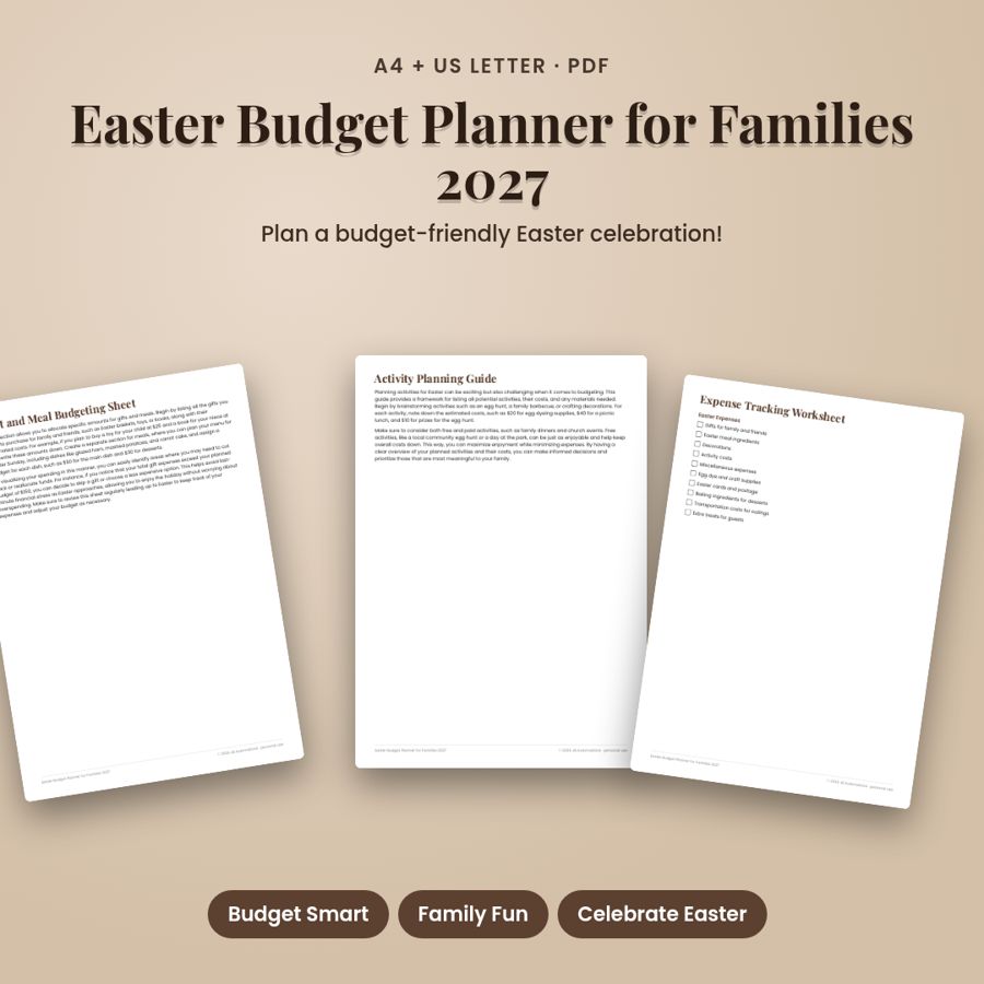 Easter Budget Planner for Families 2027 | Printable PDF