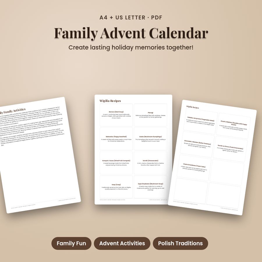 Family Advent Calendar: Mikolajki & Wigilia Activities | Printable PDF