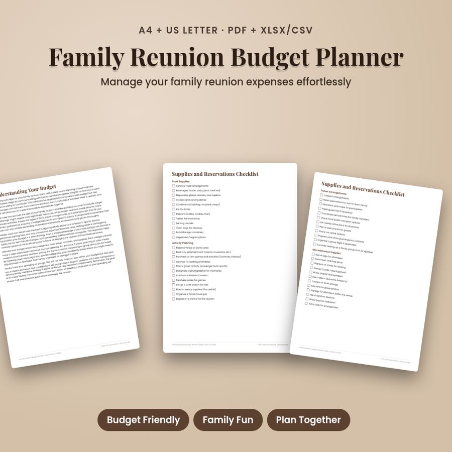Family Reunion Budget Planner: Keep Costs in Check | PDF + Excel