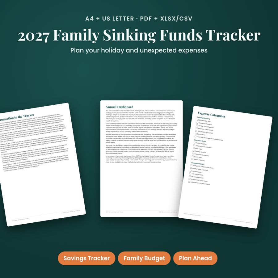 Family Sinking Funds Tracker 2027 | PDF + Excel Spreadsheet