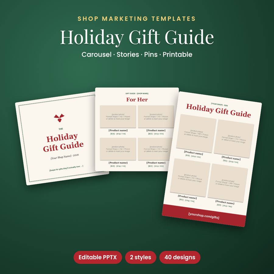 Holiday Gift Guide Template for Shops | Instagram, Pins & PDF