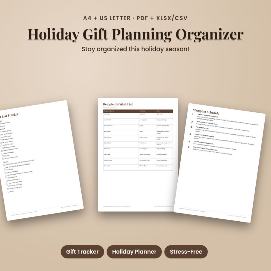 Holiday Gift Planning Organizer: Stress-Free Shopping! | PDF + Excel