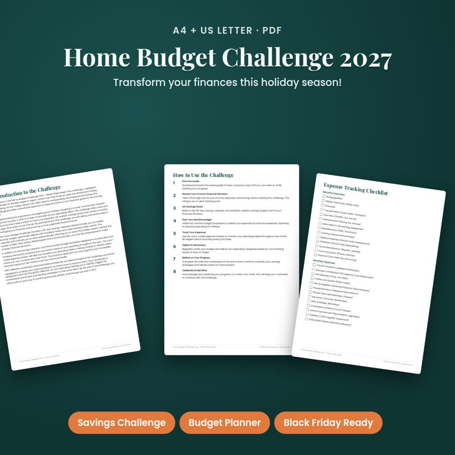 Home Budget Reset Challenge 2027 | Black Friday Printable