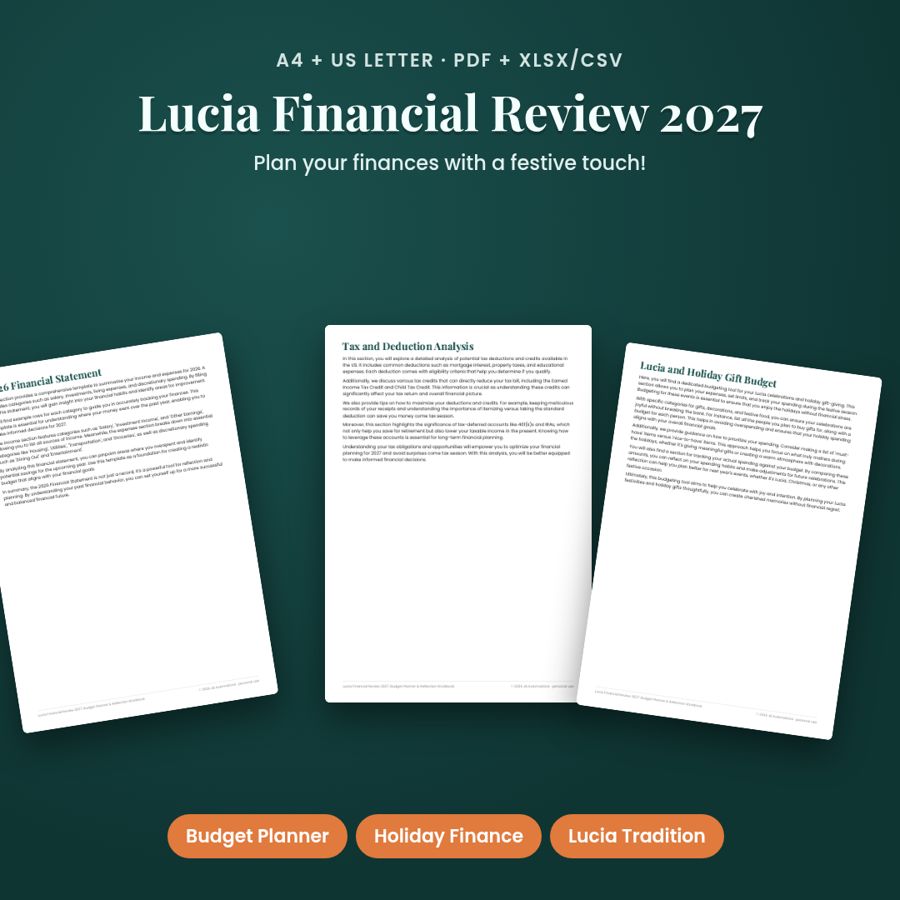 Lucia Financial Review 2027: Budget Planner & Reflection Workbook
