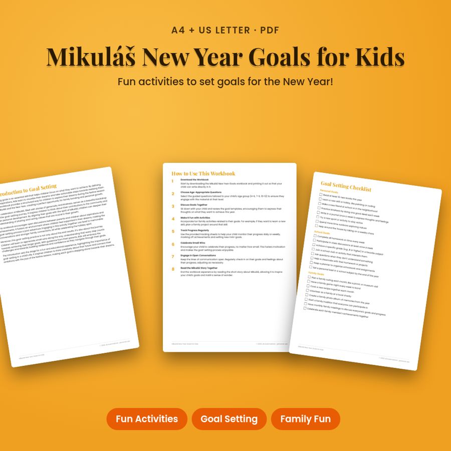 Mikuláš New Year Goals for Kids | Printable PDF, A4 + US Letter