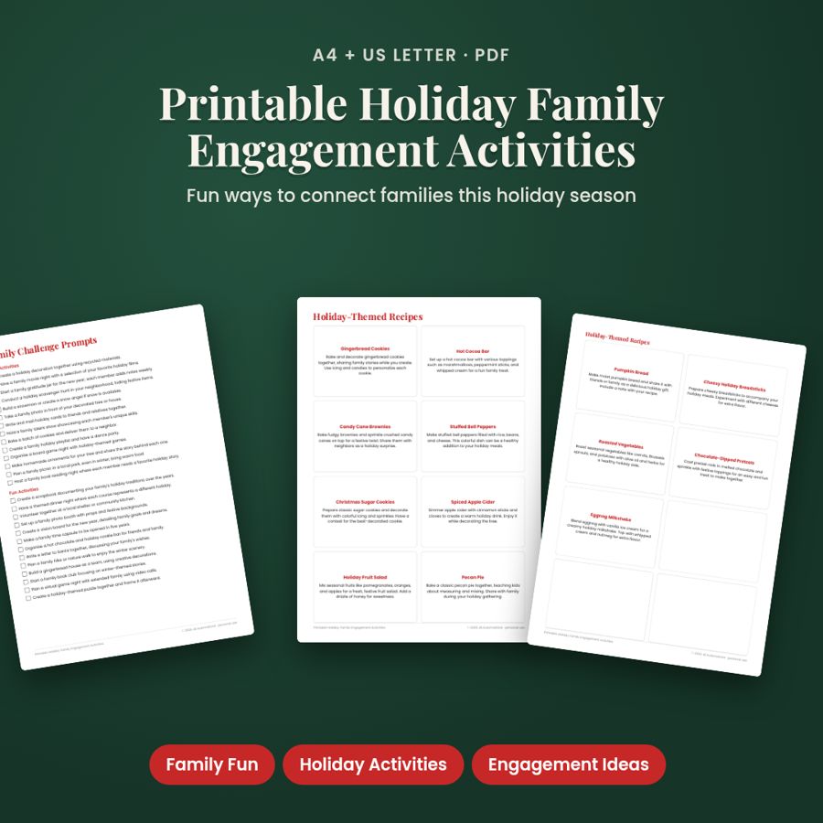 Printable Holiday Family Engagement Activities | Printable PDF