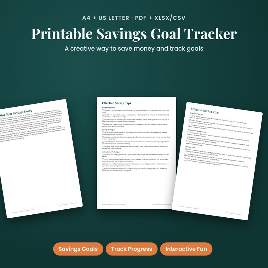 Printable Savings Goal Tracker: Fun & Interactive | PDF + Excel
