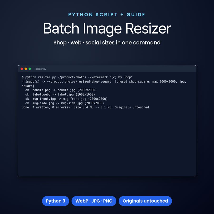 Python Batch Image Resizer for Online Sellers | Shop & Web Sizes