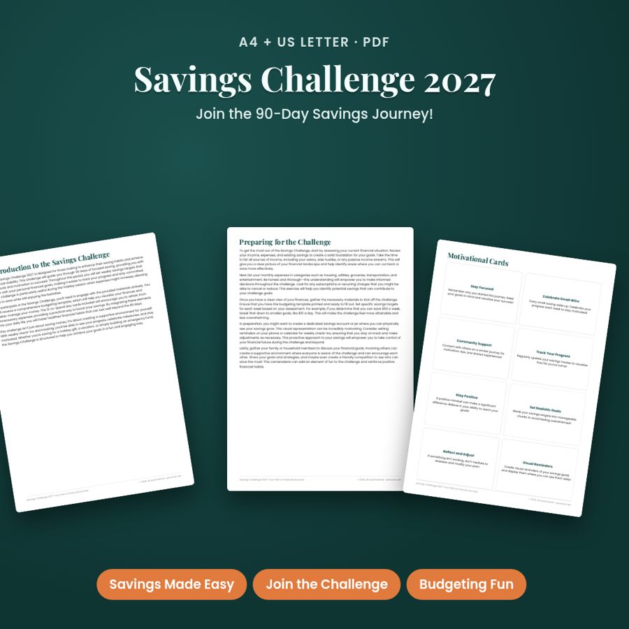 Savings Challenge 2027: Your Path to Financial Success | Printable PDF