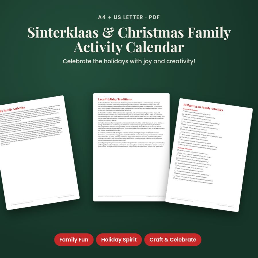 Sinterklaas & Christmas Family Activity Calendar | Printable PDF