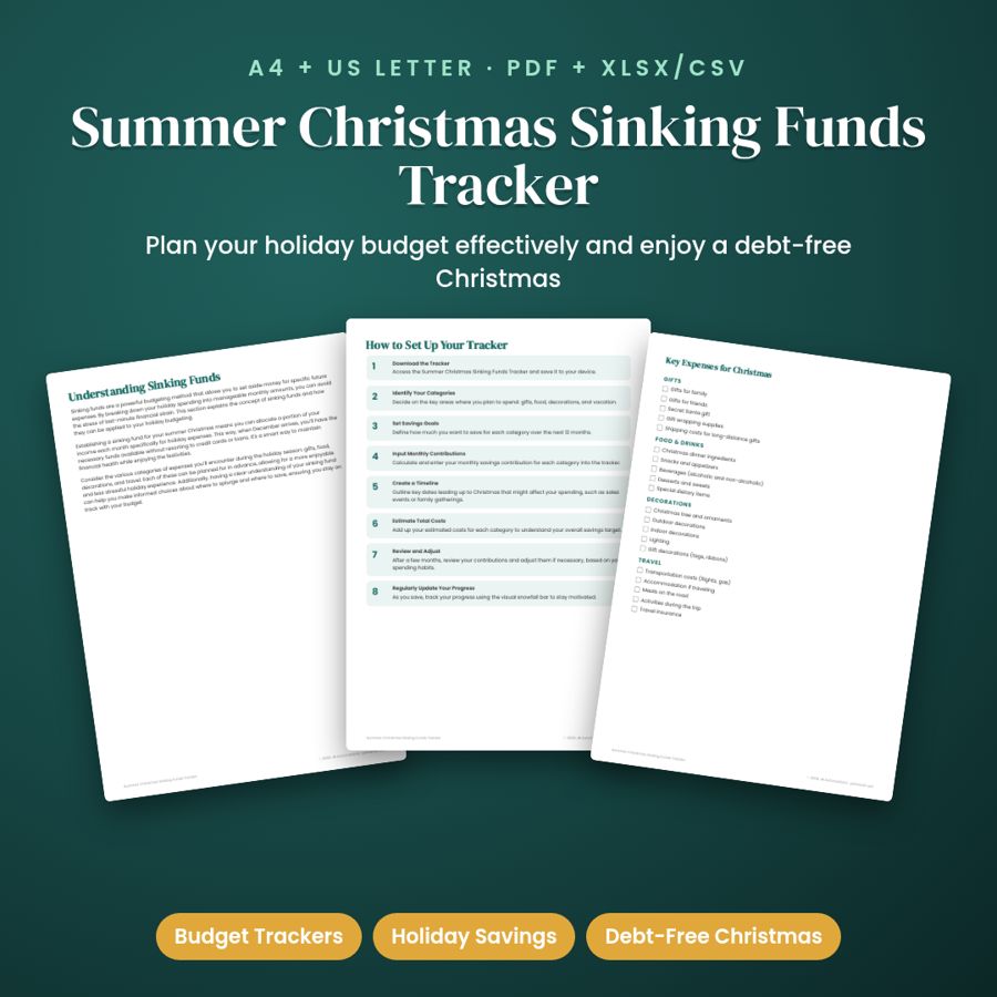 Summer Christmas Sinking Funds Tracker | PDF + Excel Spreadsheet