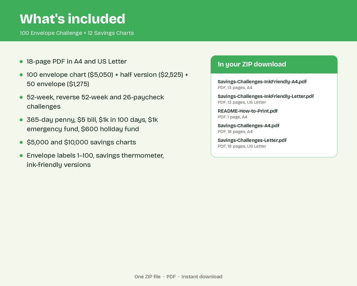 100 Envelope Challenge + 12 Savings Charts – preview 3
