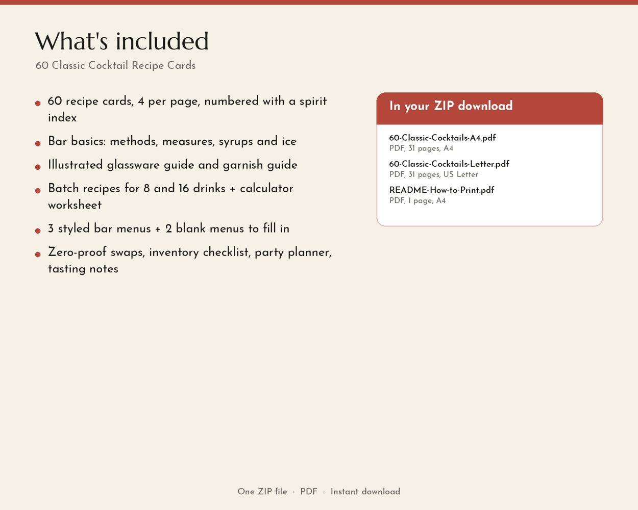 60 Classic Cocktail Recipe Cards – preview 3