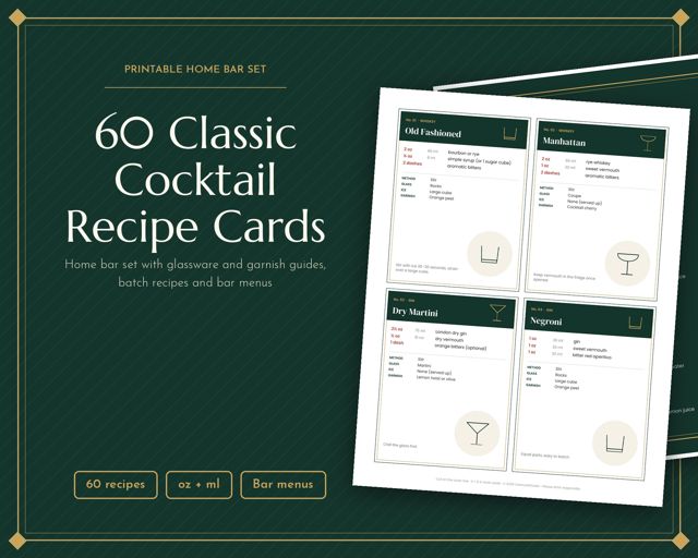 60 Classic Cocktail Recipe Cards