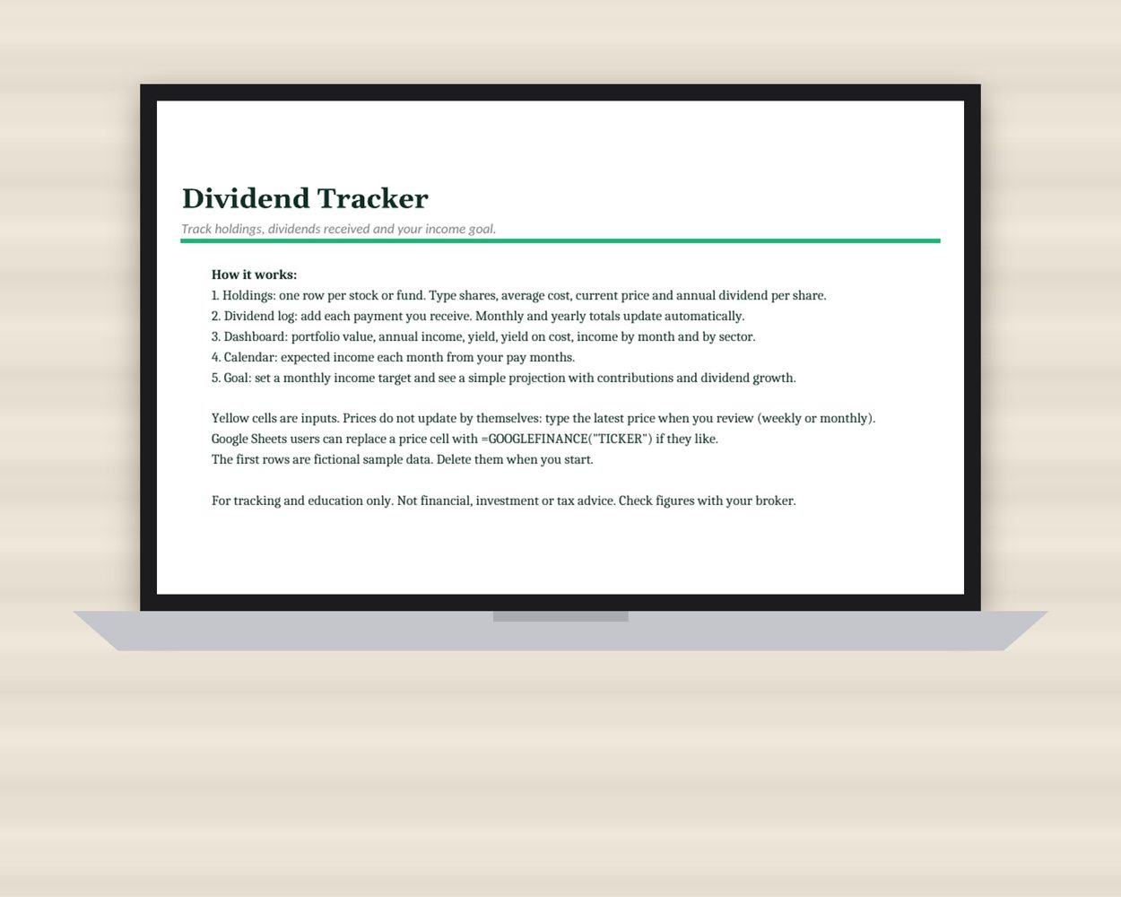 Dividend Tracker Spreadsheet – preview 4