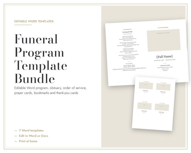 Funeral Program Template Bundle
