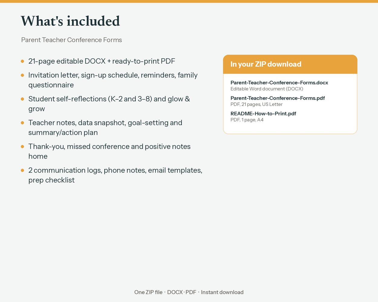 Parent Teacher Conference Forms – preview 3