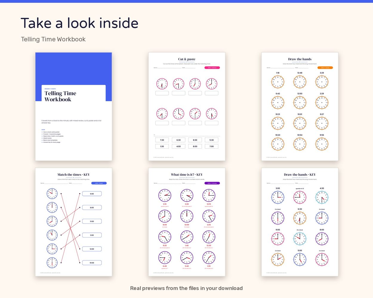 Telling Time Workbook – preview 2