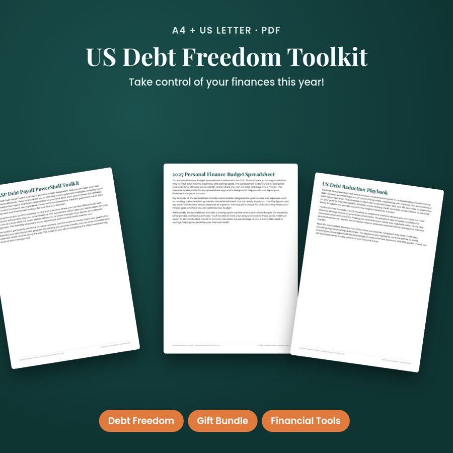 US Debt Freedom Toolkit - Gift Bundle with PDF Gift Card